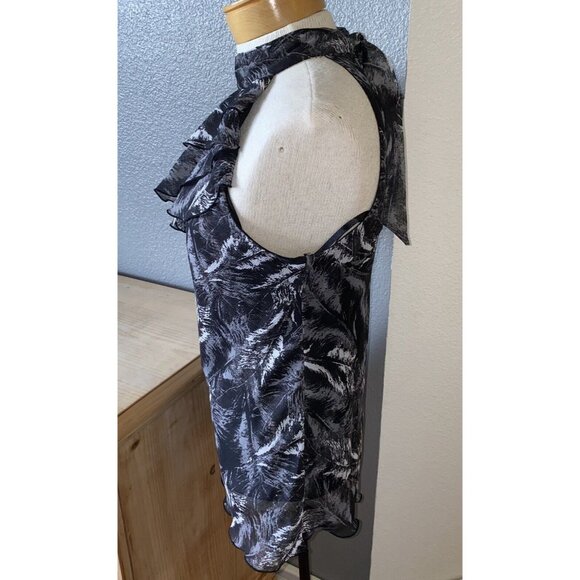 AGB Blouse Women’s Small Black Sleeveless Ruffled Lined Ladies - Picture 5 of 8